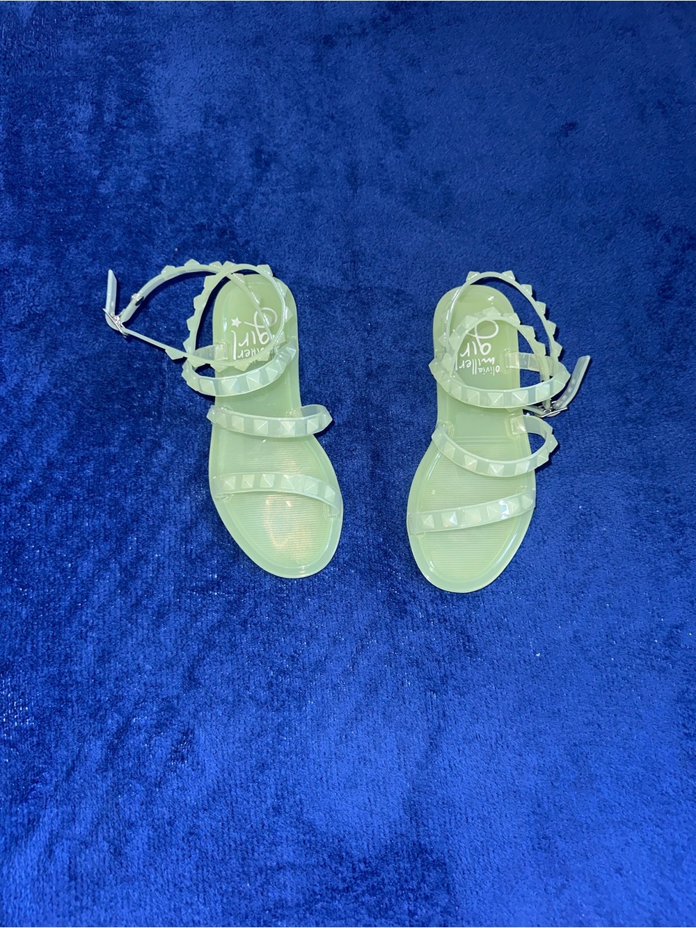 Olivia Miller Girls Studded Neon Green Jelly Sandals Shoes Toddler 11 NWOT